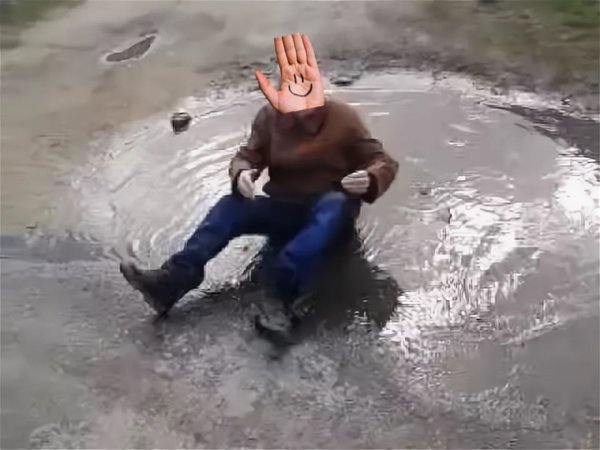 Сел в лужу