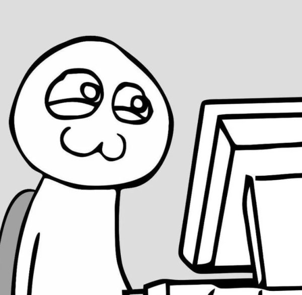 Мем за компьютером