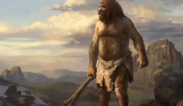 Неандерталец с дубиной