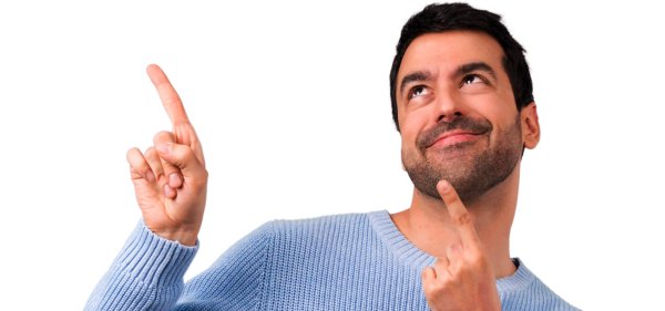 Человек показывает указательный палец