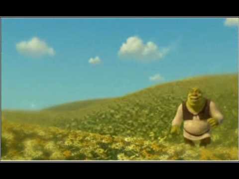 Шрек бежит по полю