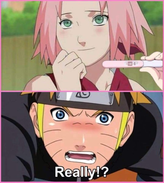 Сакура Харуно с тестом на беременность