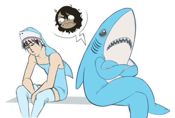 Девушка в костюме акулы
