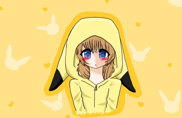 Аниме девушка в желтой толстовке
