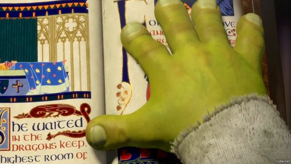 Шрек вырывает страницу из книги