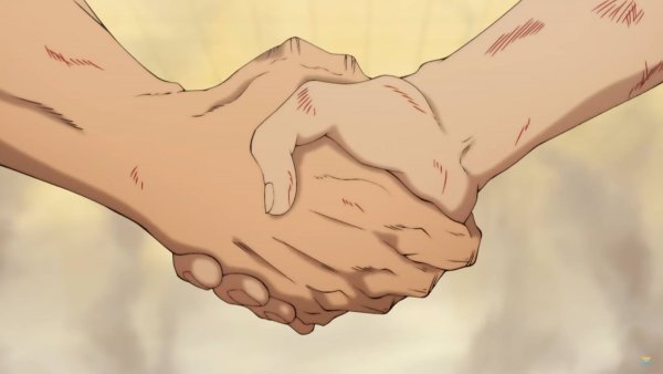 Аниме пожимают руки