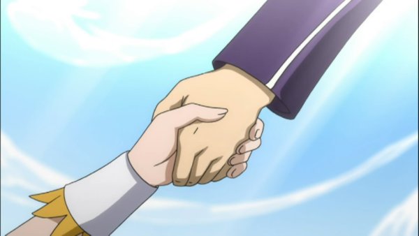 Аниме пожимают руки