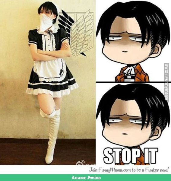 Леви горничная атака титанов аниме