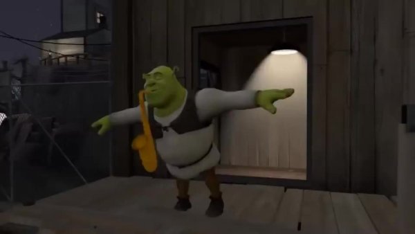 Шрек играющий на саксофоне