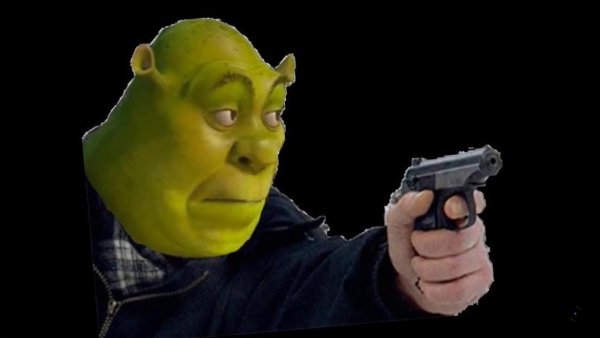 Шрек с пистолетом Мем