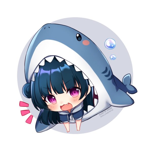 Аниме девочка в костюме акулы