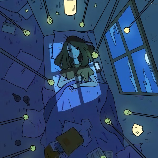 Бессонница аниме арт