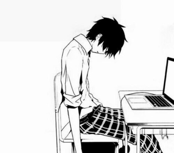 Уставший аниме мальчик