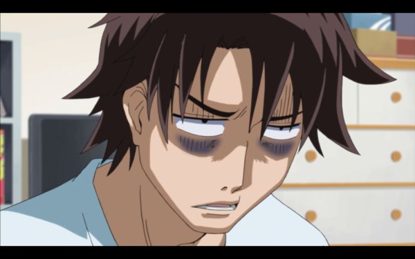 Аниме персонаж с кругами под глазами