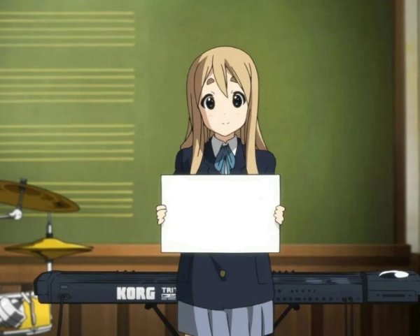 Аниме тян с табличкой