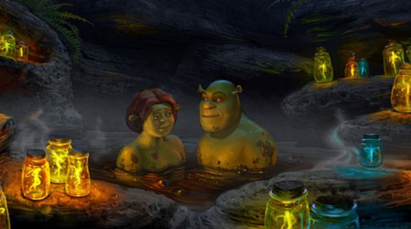 Шрек и Фиона в болоте