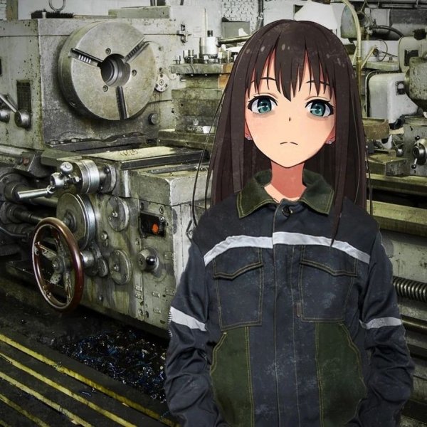 Аниме тян на заводе