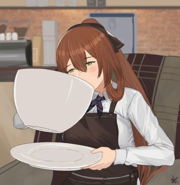 Аниме девочка с кофе