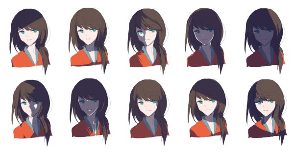 Референсы теней на волосах