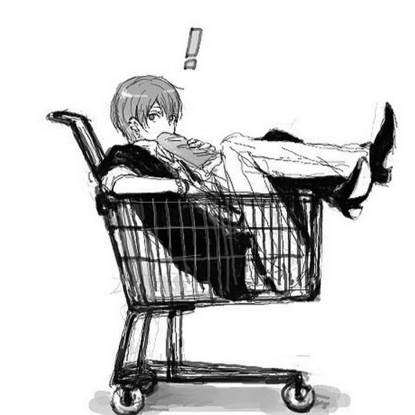 Человек сидит в тележке референс