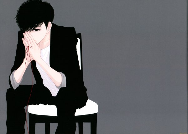 Аниме парень на стуле