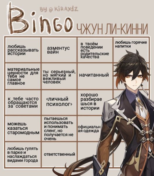 Бинго Геншин персонажи