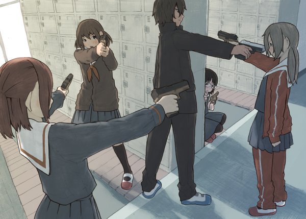 Аниме школьники дерутся