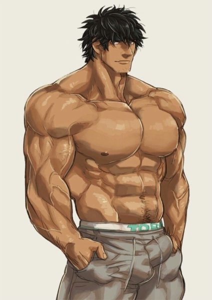 Накаченные парни аниме арт