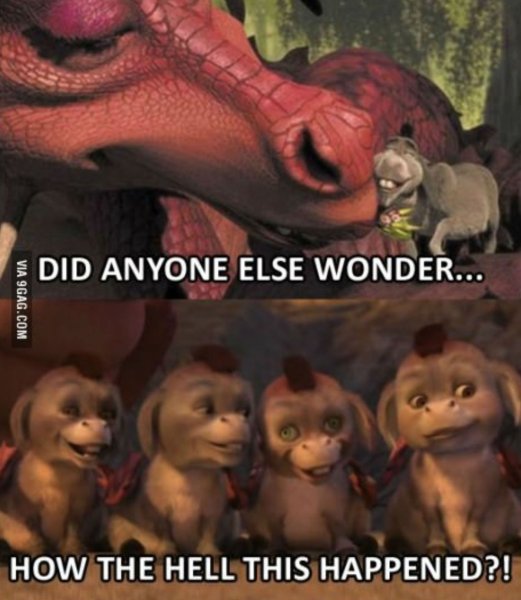 Шрек дракон и осел и их дети