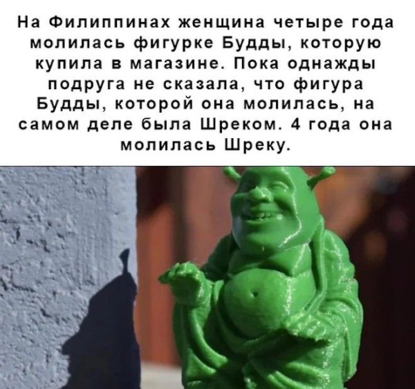 Женщина молилась фигурке Шрека