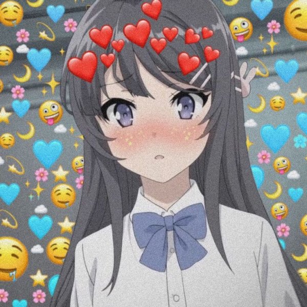 Тян с сердечками над головой