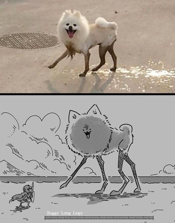 Шпиц с длинными ногами в грязи