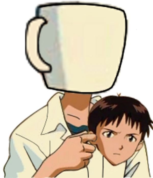 Синдзи Икари с кружкой