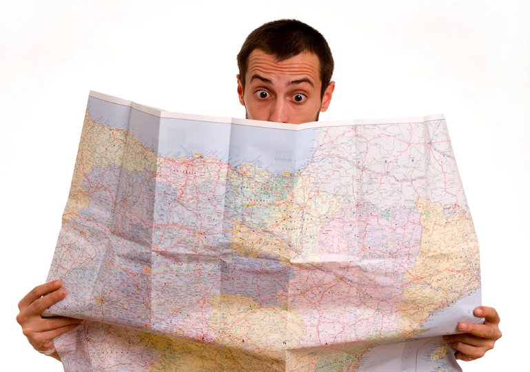 Человек с большой картой