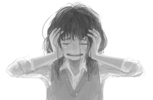 Плачущая аниме девочка