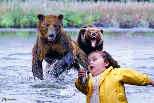 Убегает от медведя