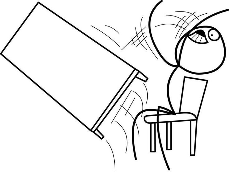 Переворачивает стол