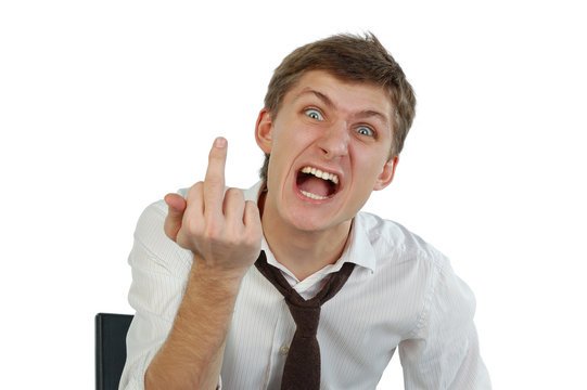 Человек показывает фак