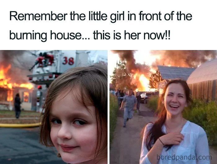 Девушка и горящий дом