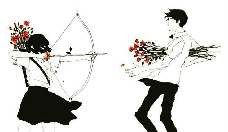 Девушка стреляет в сердце парня