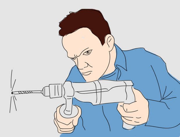 Человек сверлит