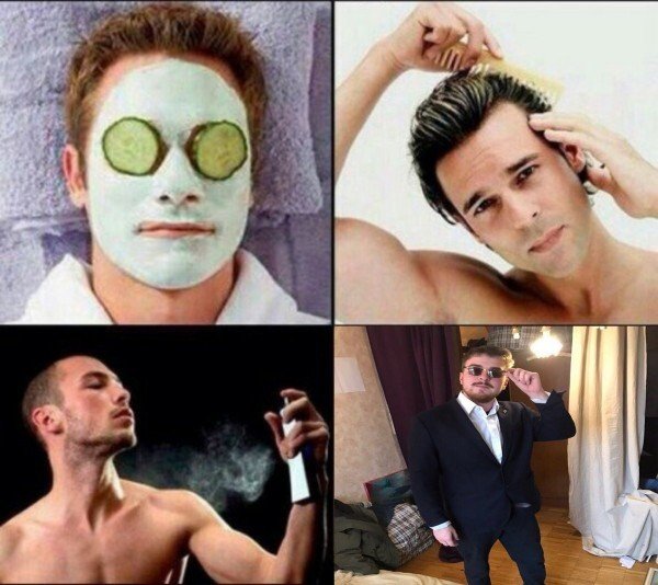 Мужчина готовится к свиданию Мем