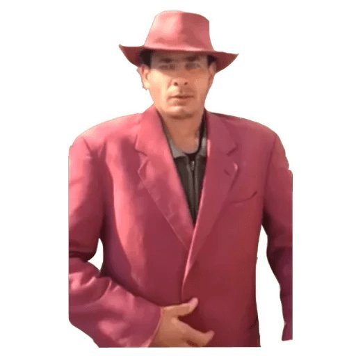 Мужик в шляпе фиолетовом костюме