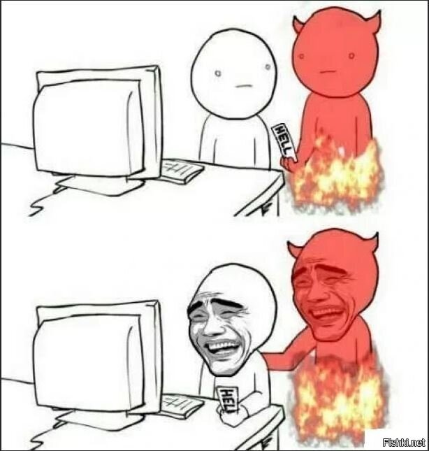 Дьявол у компа Мем