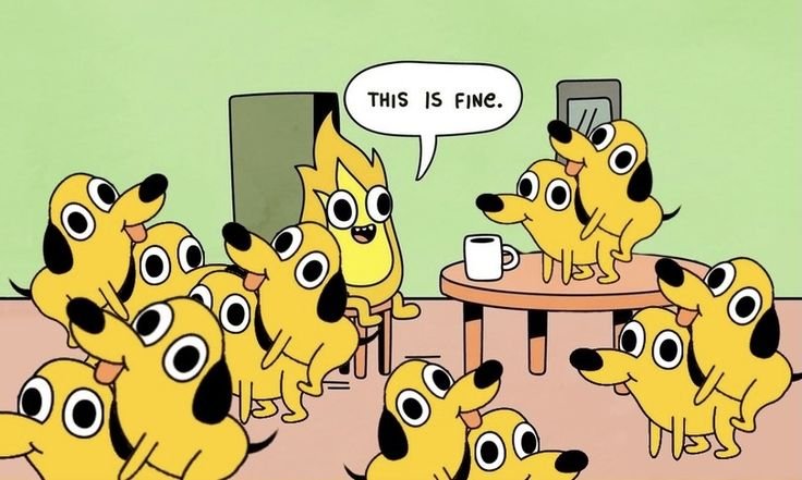 Желтая собака в огне