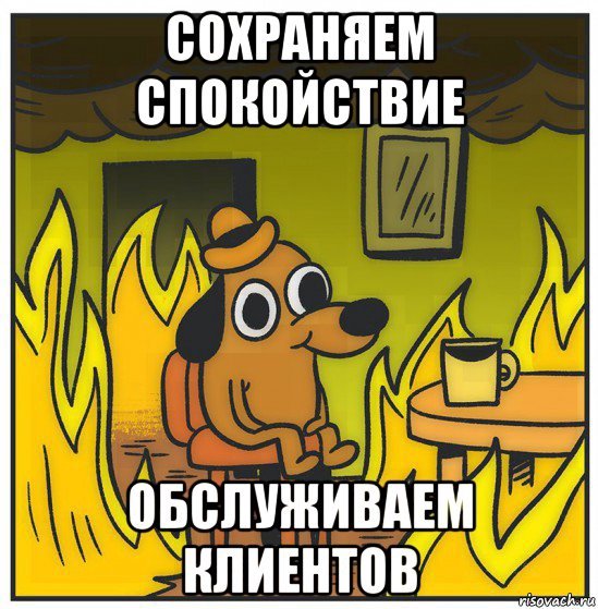 Мем горящая собака в доме