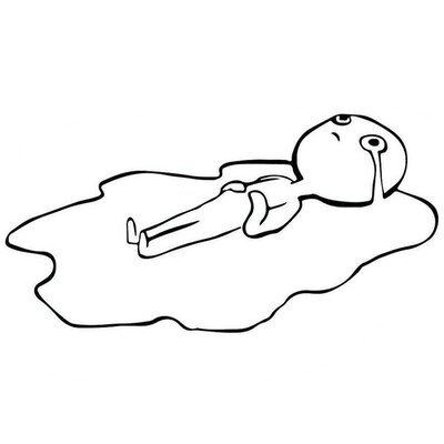 Лежит в луже слез