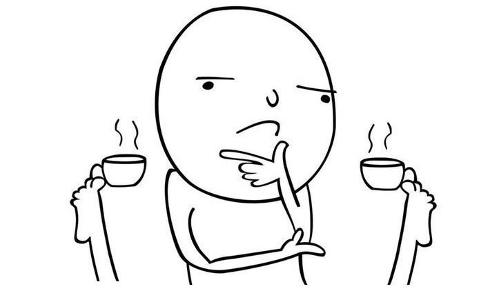 Думает с чашкой в ноге