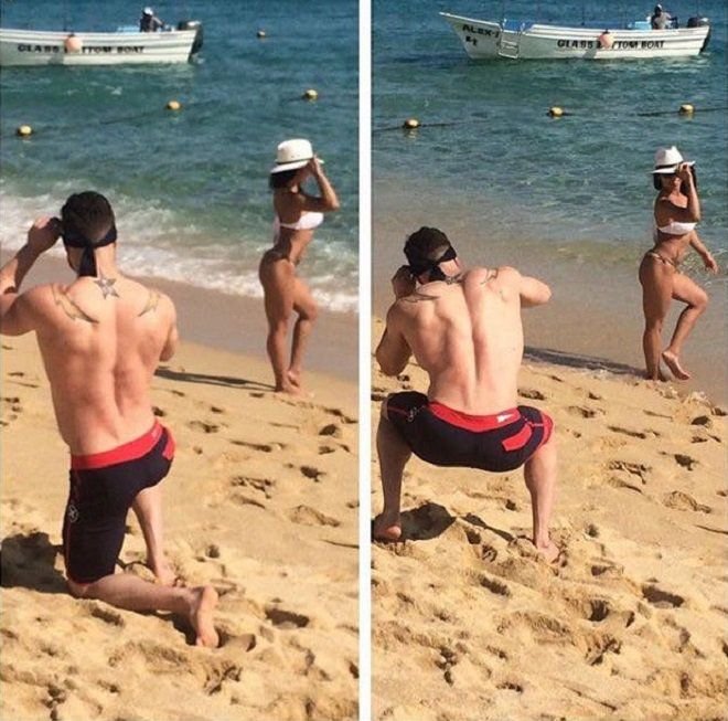 Мужчины на пляже смешные