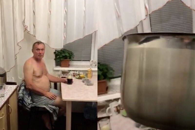 Мужчина готовит борщ